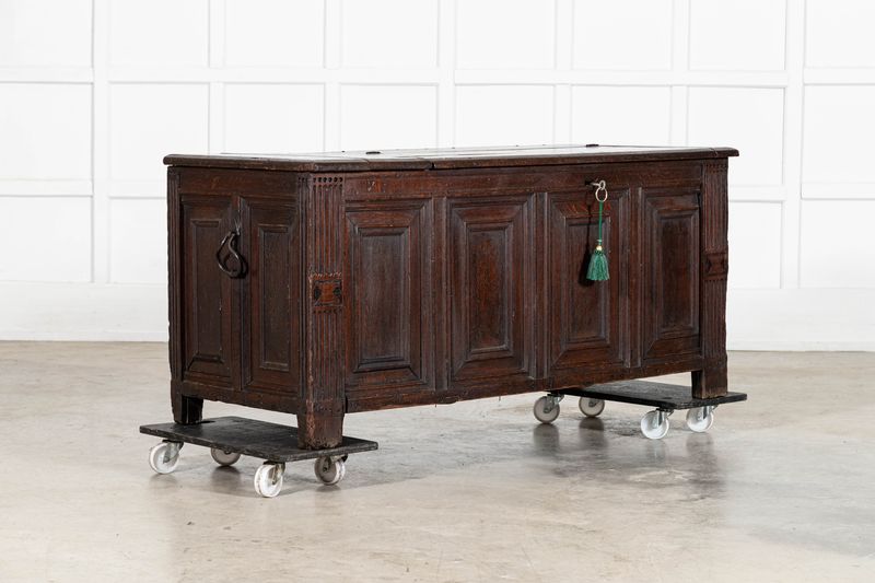 17thC English Panelled Oak Coffer 17thC English Panelled Oak Coffer