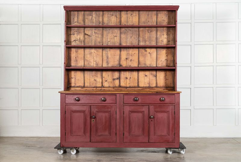 Large 19thC English Painted Pine Dresser Large 19thC English Painted Pine Dresser