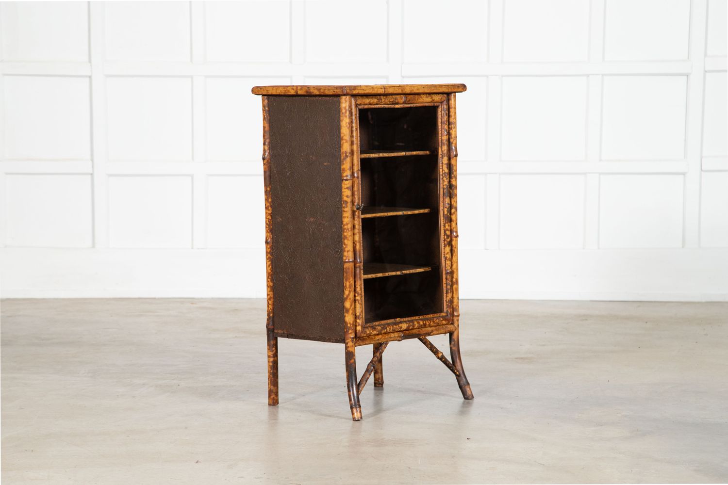 English 19thC Bamboo Lacquer Glazed Cabinet