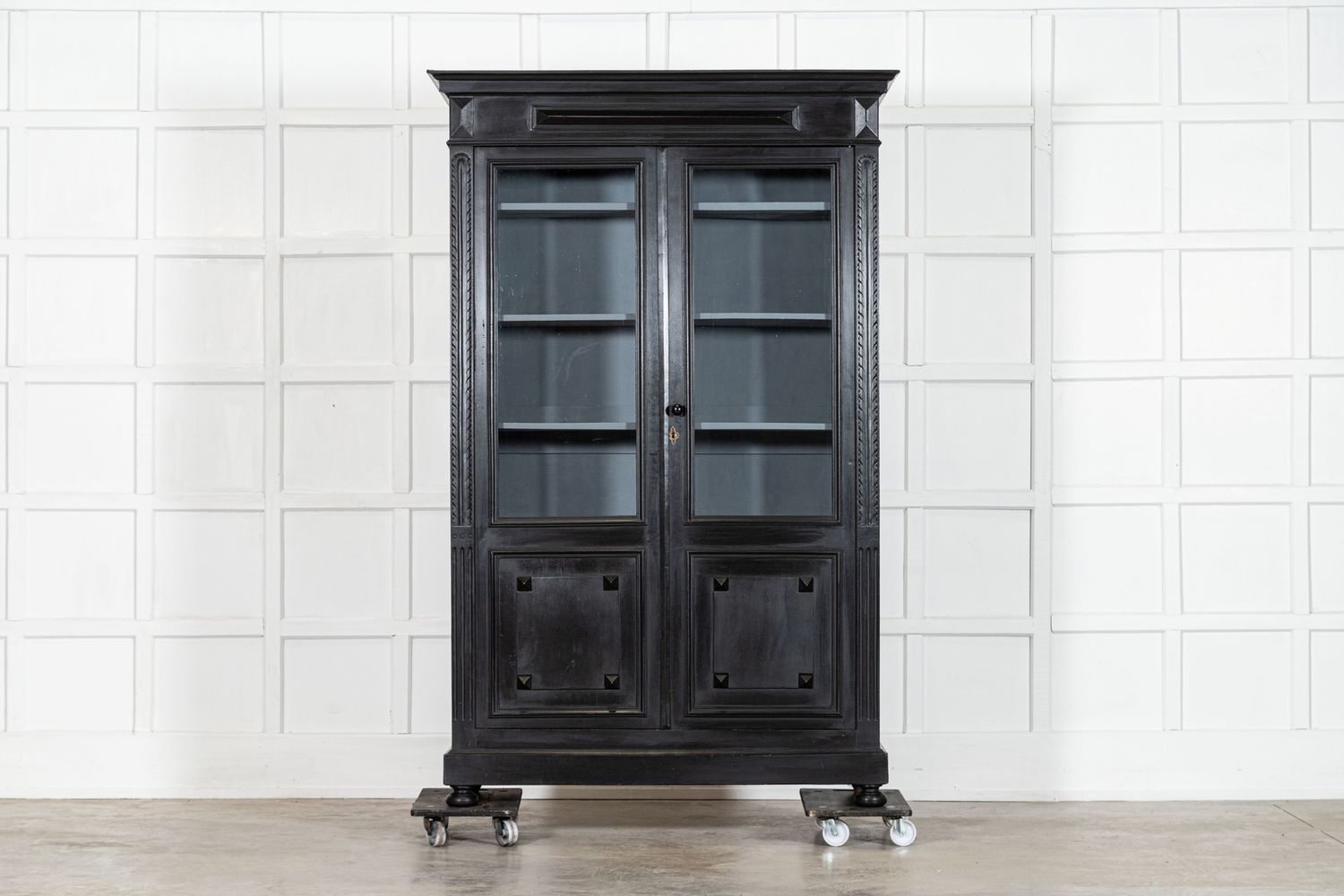 19thC French Ebonised Glazed Bookcase Vitrine 19thC French Ebonised Glazed Bookcase Vitrine