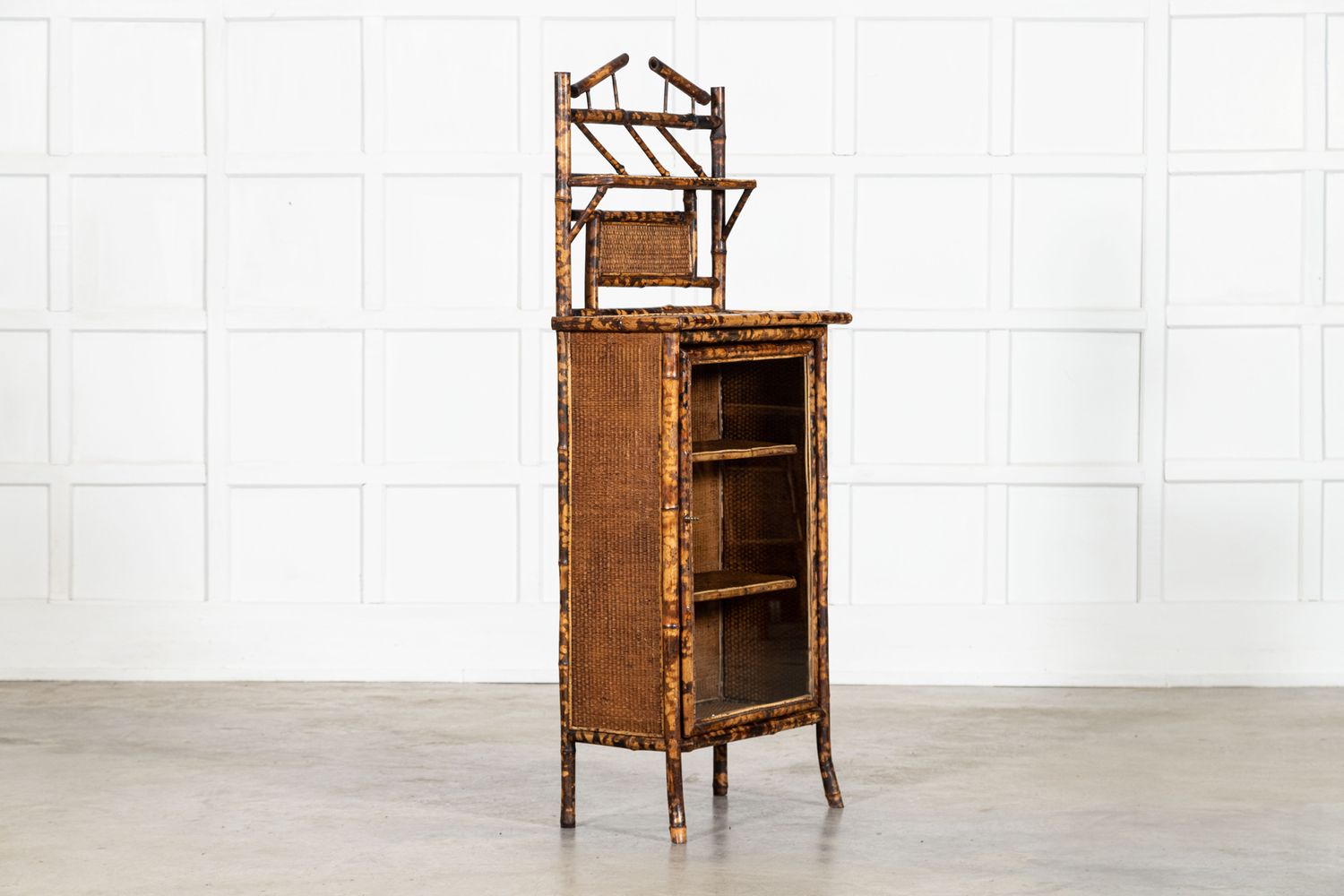English 19thC Tall Bamboo Glazed Cabinet