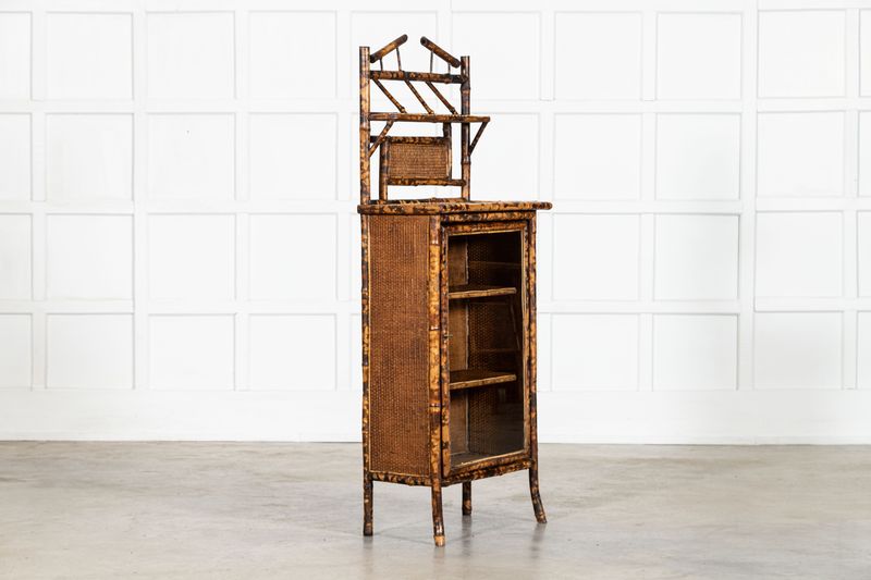 English 19thC Tall Bamboo Glazed Cabinet English 19thC Tall Bamboo Glazed Cabinet