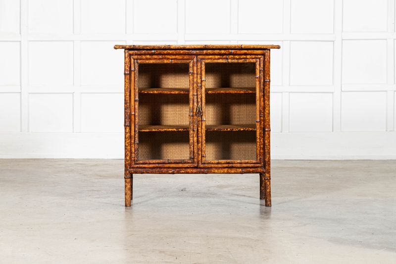 English 19thC Bamboo & Rattan Glazed Cabinet English 19thC Bamboo & Rattan Glazed Cabinet