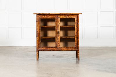 English 19thC Bamboo & Rattan Glazed Cabinet English 19thC Bamboo & Rattan Glazed Cabinet