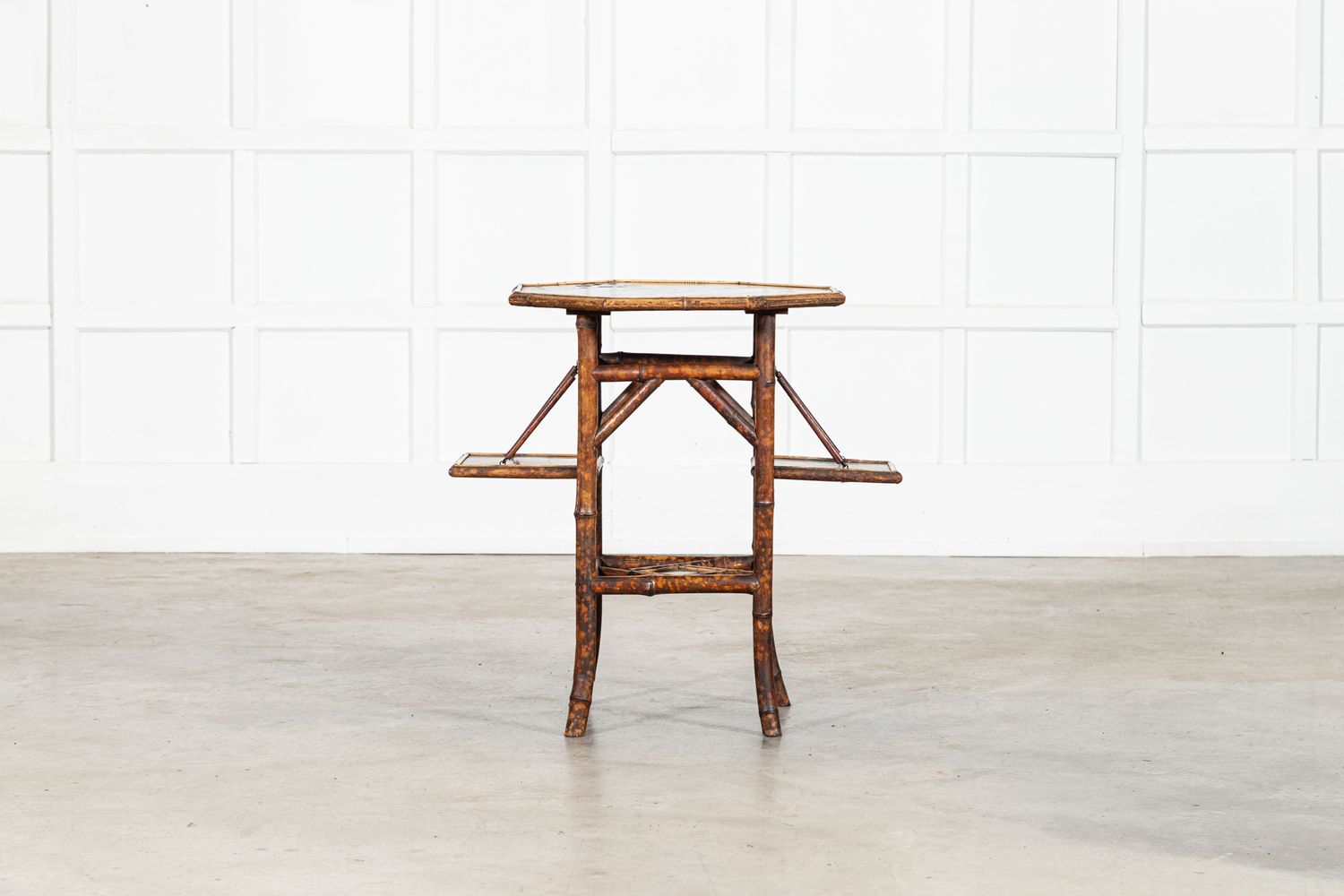 English 19thC Bamboo Lacquered Octagonal Side Table