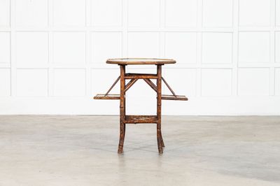 English 19thC Bamboo Lacquered Octagonal Side Table