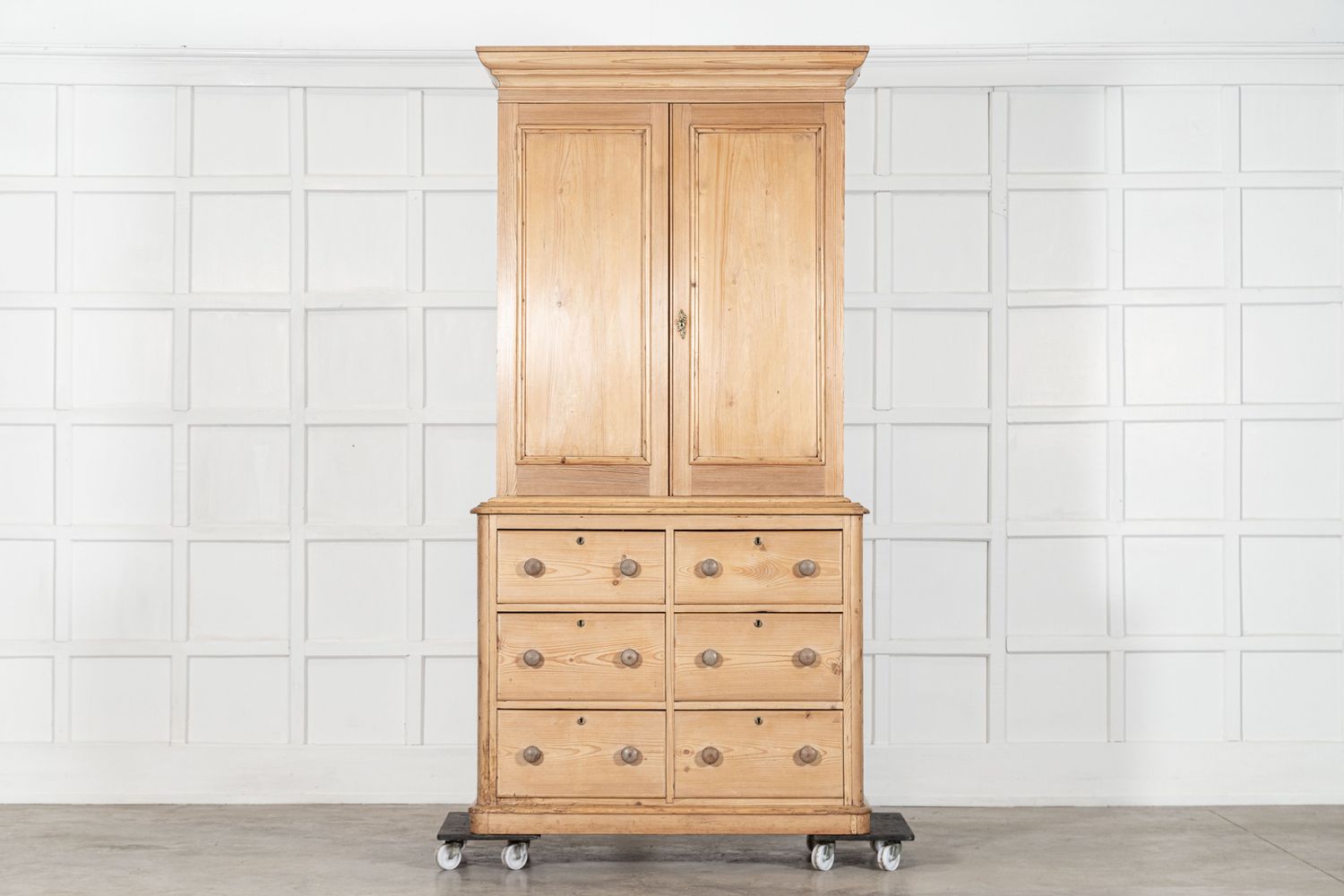 19thC English Pine Linen Cupboard