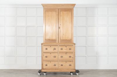 19thC English Pine Linen Cupboard