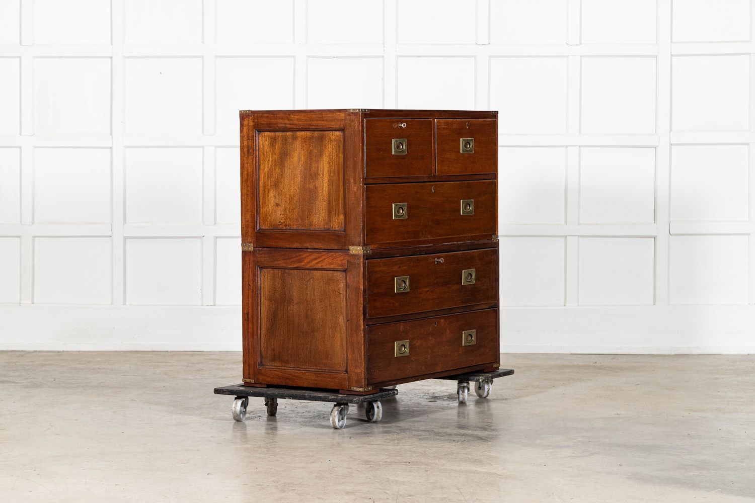 English 19thC Mahogany Campaign Chest