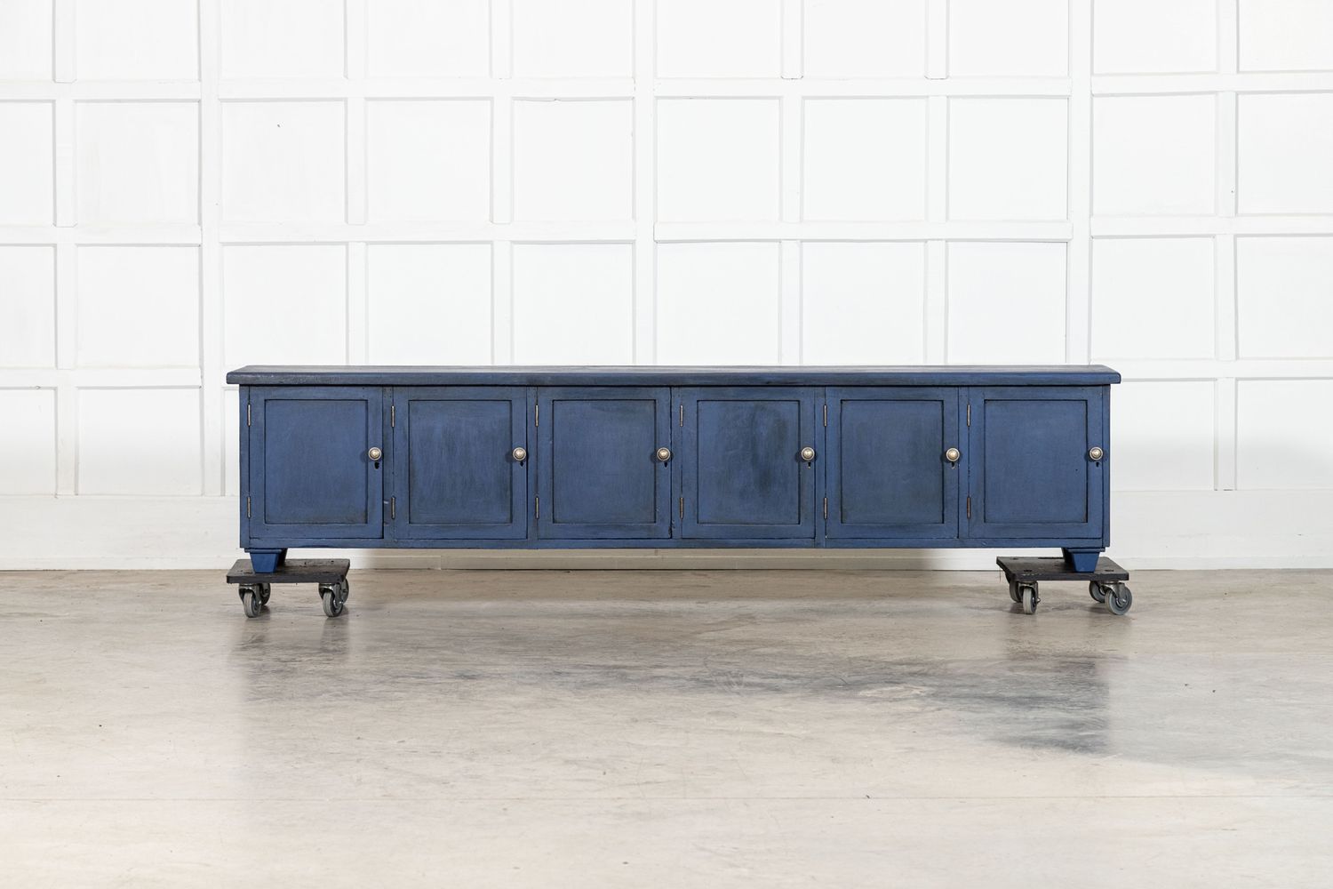 Large English Painted Pine Locker Cabinet / Bench