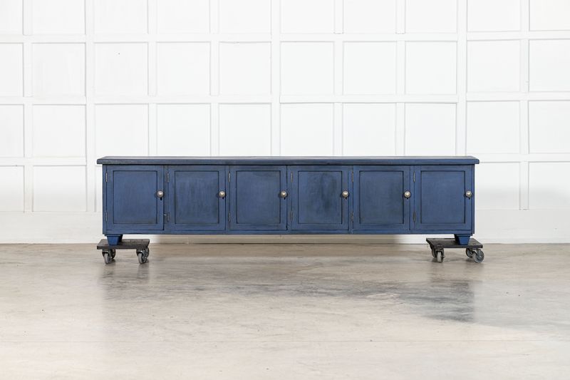 Large English 19thC Painted Pine Locker Cabinet / Bench Large English 19thC Painted Pine Locker Cabinet / Bench