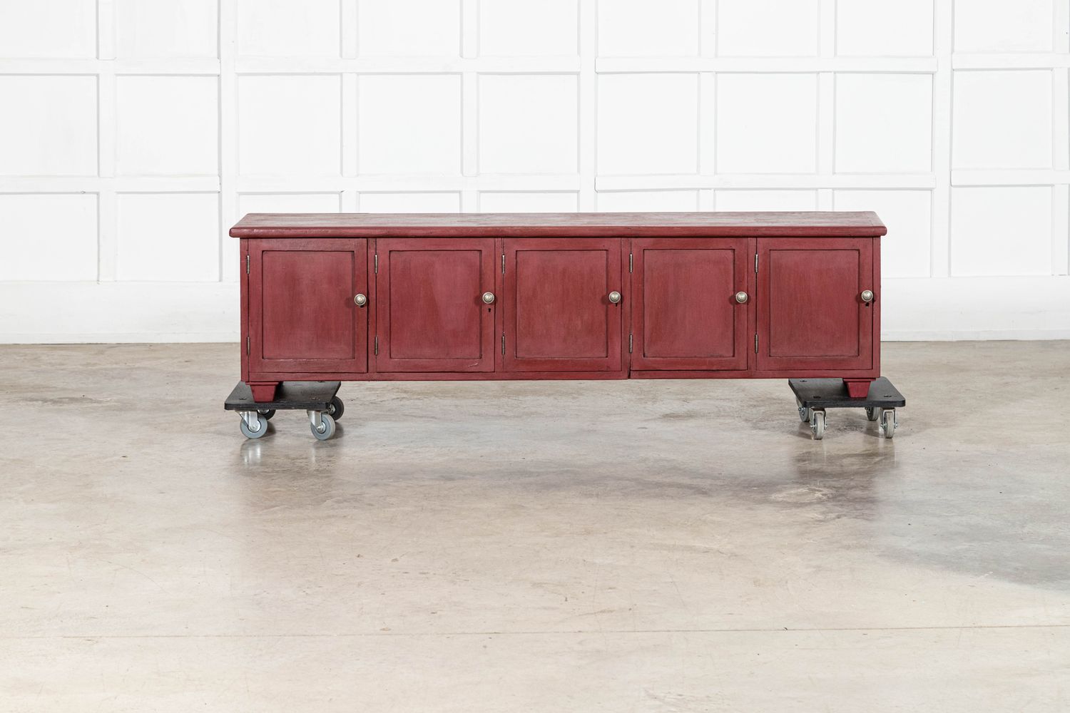 Large English Painted Pine Locker Cabinet /Bench