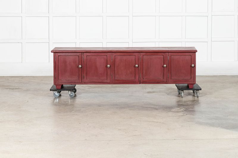 Large English 19thC Painted Pine Locker Cabinet /Bench Large English 19thC Painted Pine Locker Cabinet /Bench