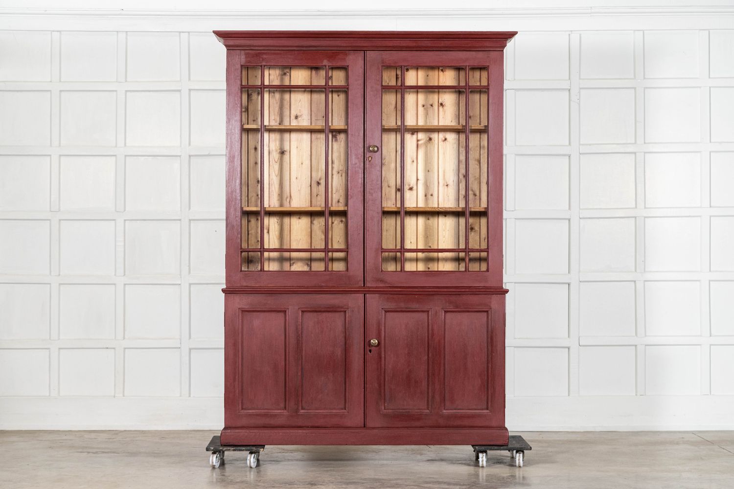 Large 19thC English Pine Glazed Dresser/Bookcase Large 19thC English Pine Glazed Dresser/Bookcase