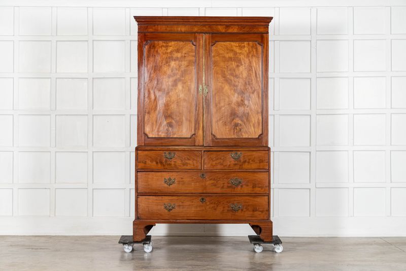 English George III Walnut Linen Press English George III Walnut Linen Press