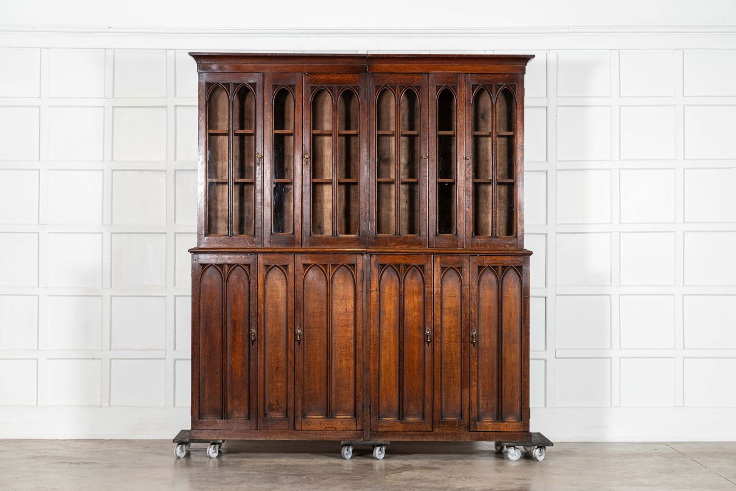 Large 19thC Oak Glazed Library Bookcase