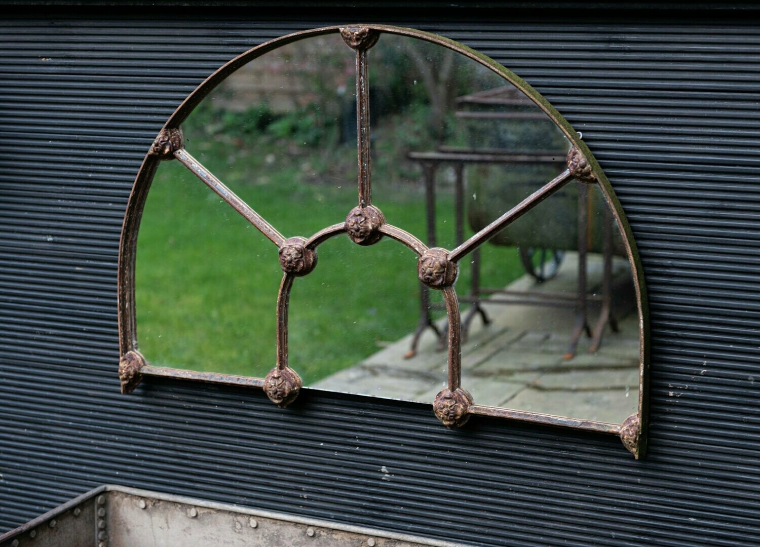 Arched Cast Iron Reclaimed Window Mirror Arched Cast Iron Reclaimed Window Mirror