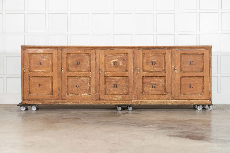 Monumental English 19thC Pine Estate Deed Cabinet Monumental English 19thC Pine Estate Deed Cabinet