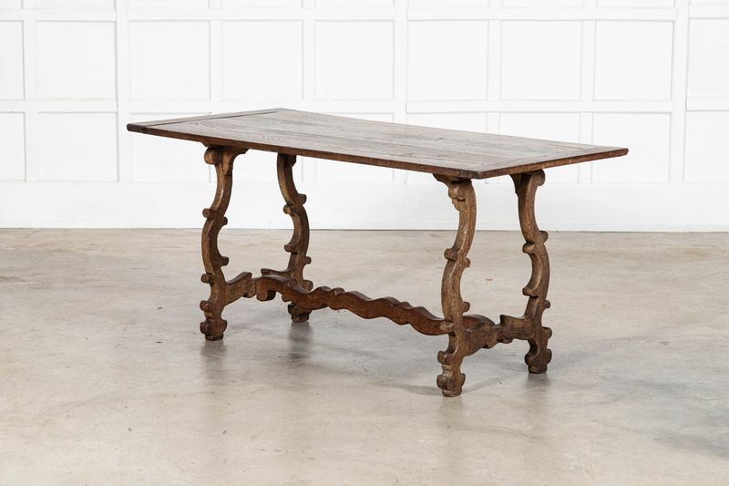19thc Spanish Oak Trestle Table