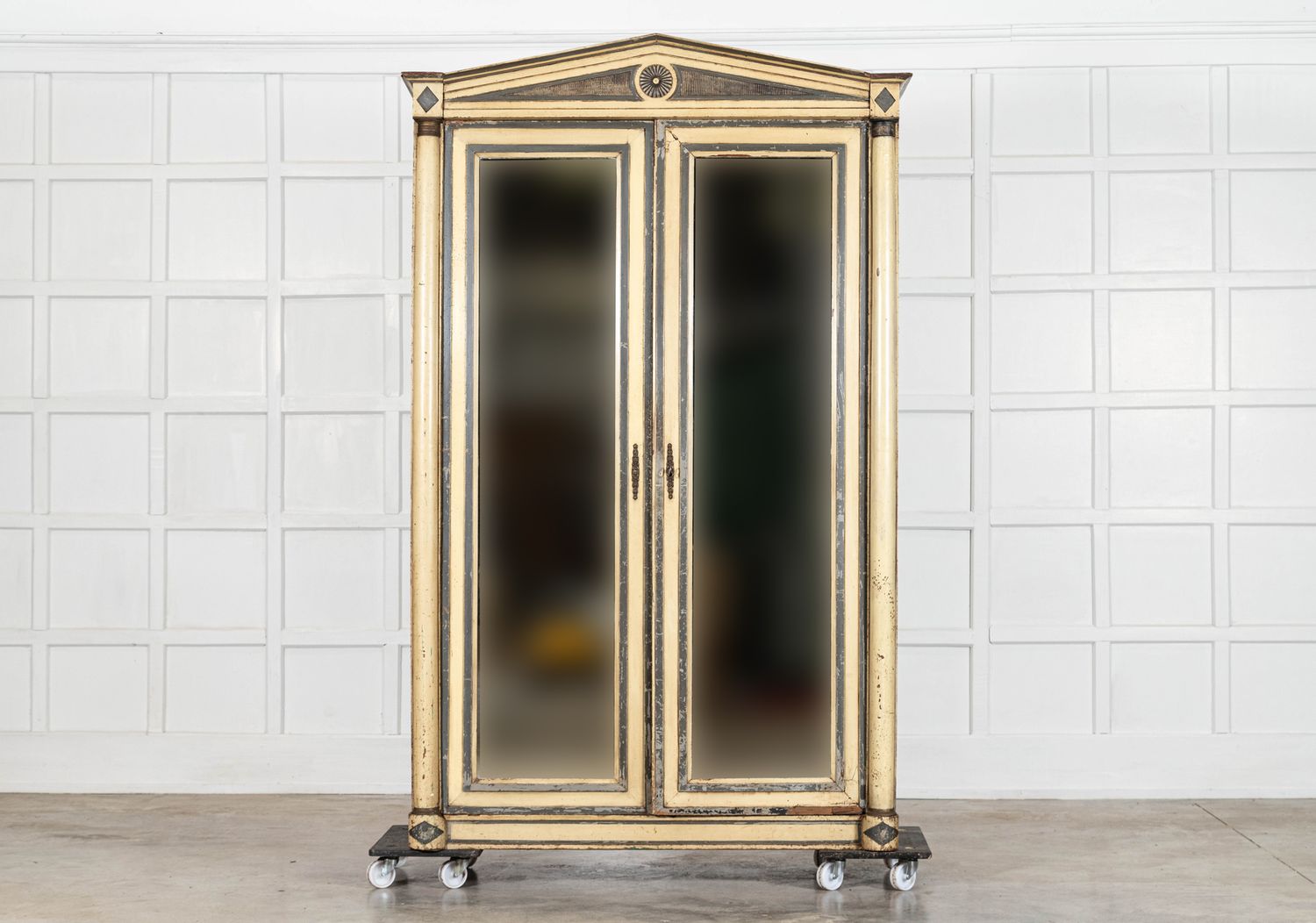 19thC French Empire Painted Oak Armoire