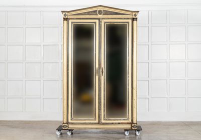 19thC French Empire Painted Oak Armoire