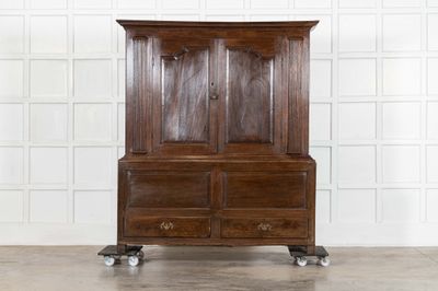 Large 18thC English Oak Livery Cupboard