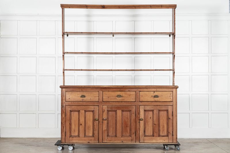 Large 19thC English Pine Waterfall Dresser Large 19thC English Pine Waterfall Dresser