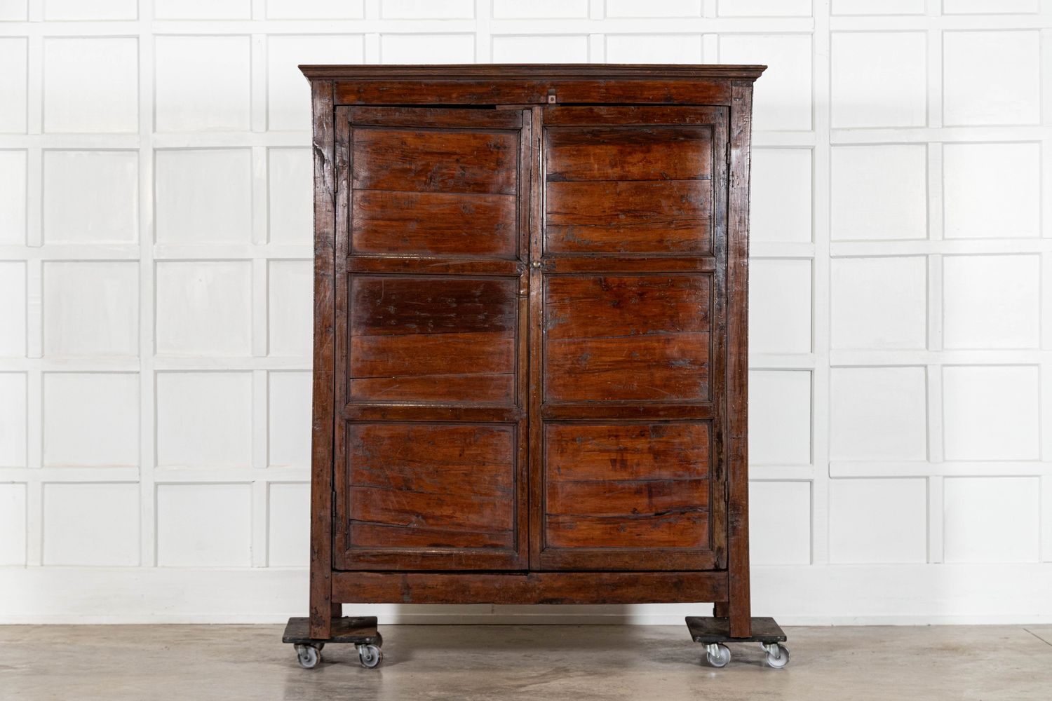 Large English 18thC Yew Housekeepers Cupboard