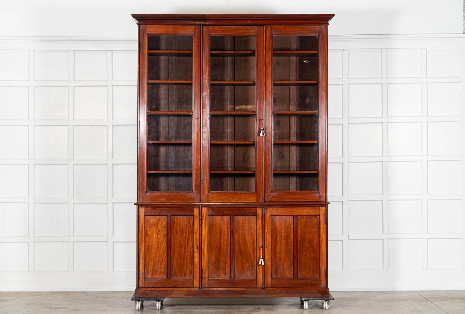Large English 19thC Mahogany Glazed Bookcase