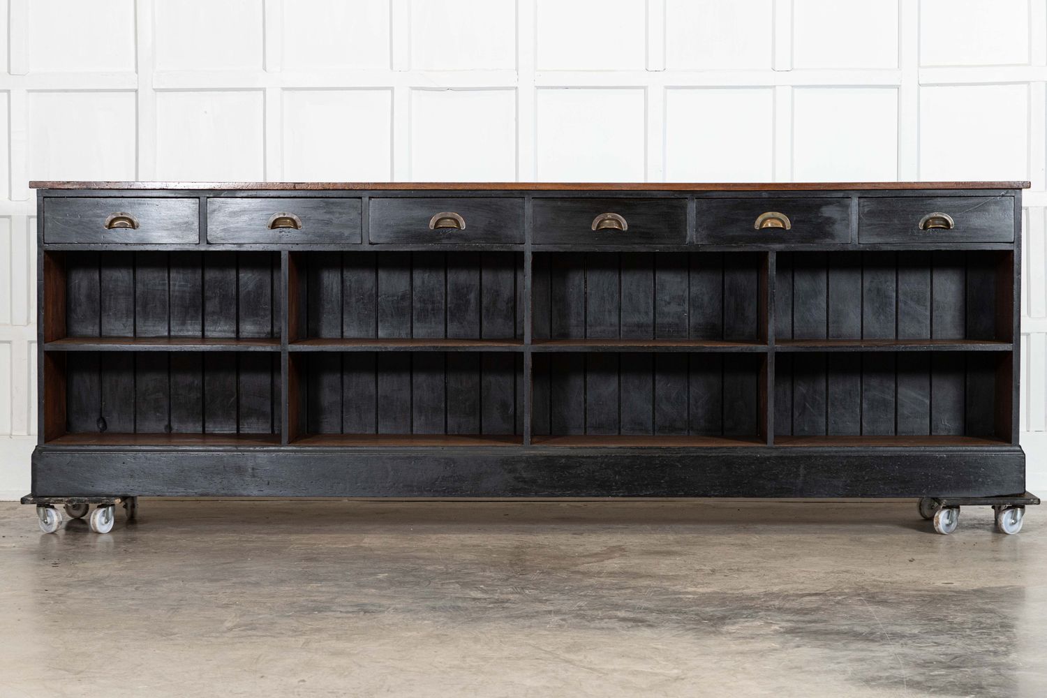 Monumental 19thC English Mahogany & Pine Shop Counter / Island Monumental 19thC English Mahogany & Pine Shop Counter / Island