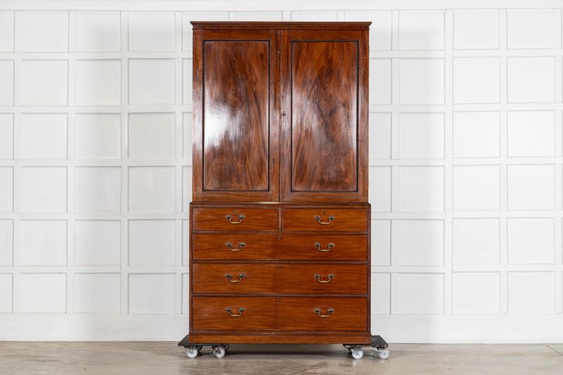 English 19thC Mahogany Linen Press
