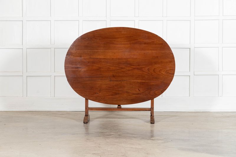 Large 19thC Oval French Fruitwood Vendange Wine Table