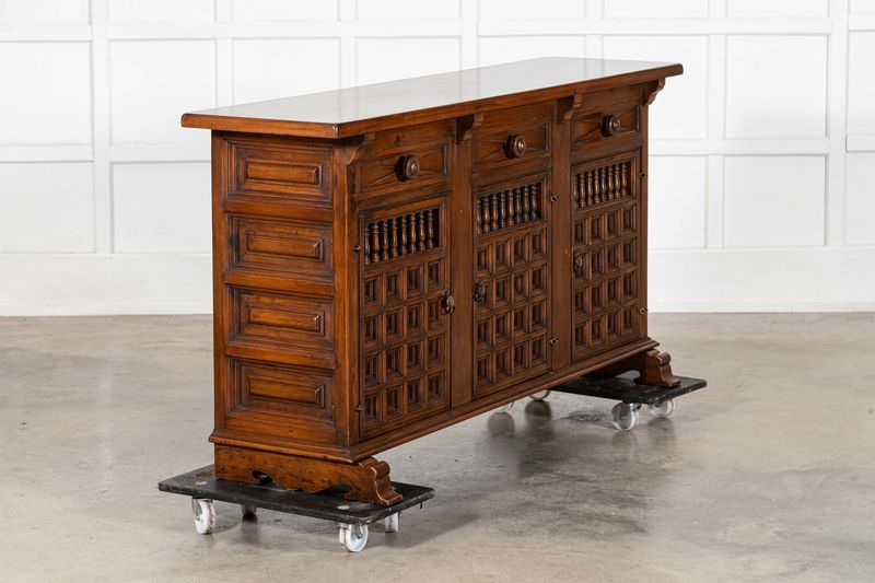 Spanish Mahogany Mid 20thC Brutalist Sideboard