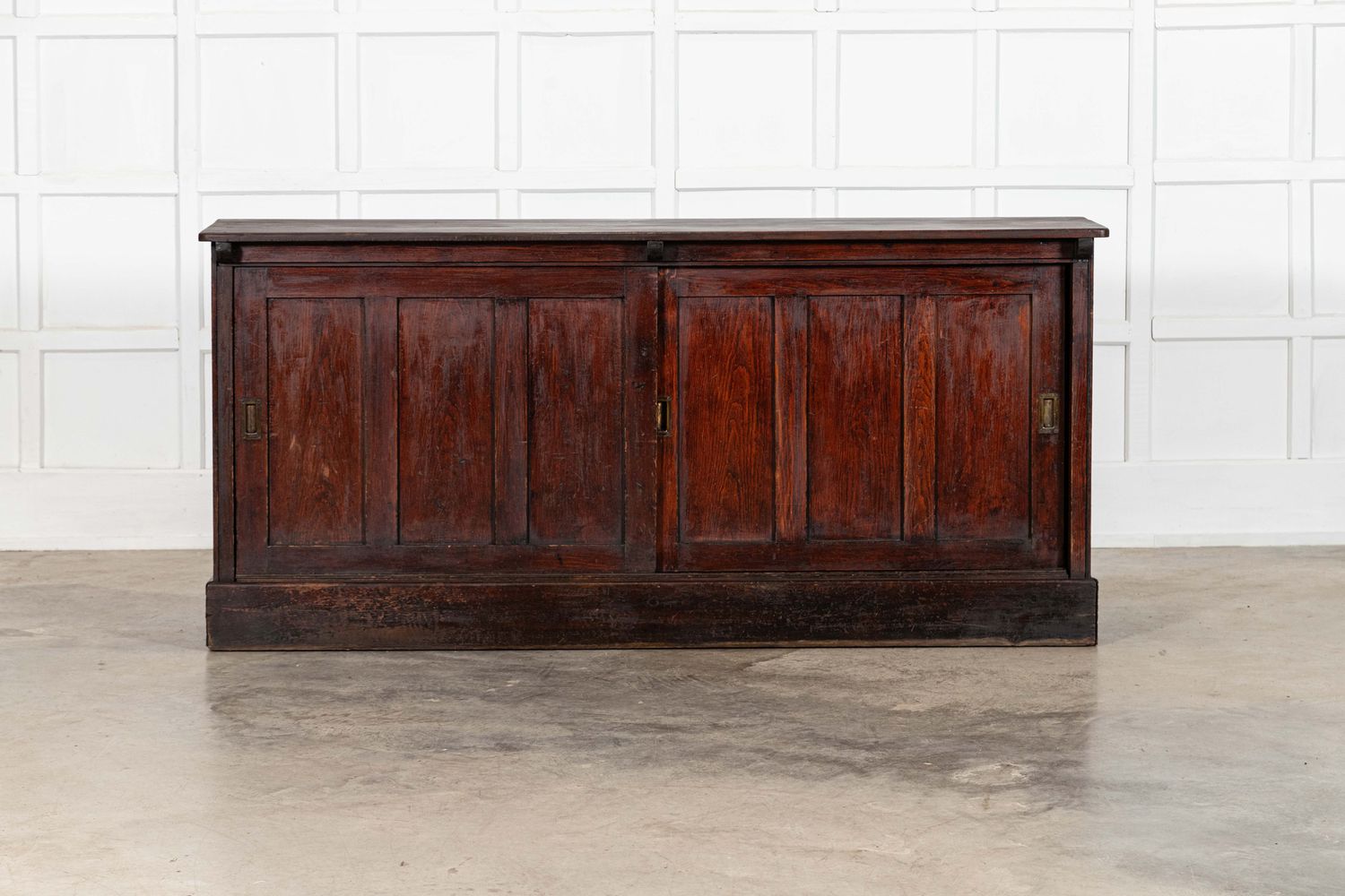 Large 19thC English Scrumble Painted Pine Dresser Base