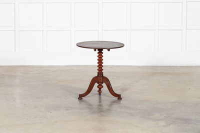 19thC English Mahogany Tilt Top Bobbin Occasional Table