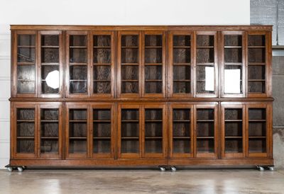 Monumental 19thC Oak Glazed Library Bookcase Monumental 19thC Oak Glazed Library Bookcase