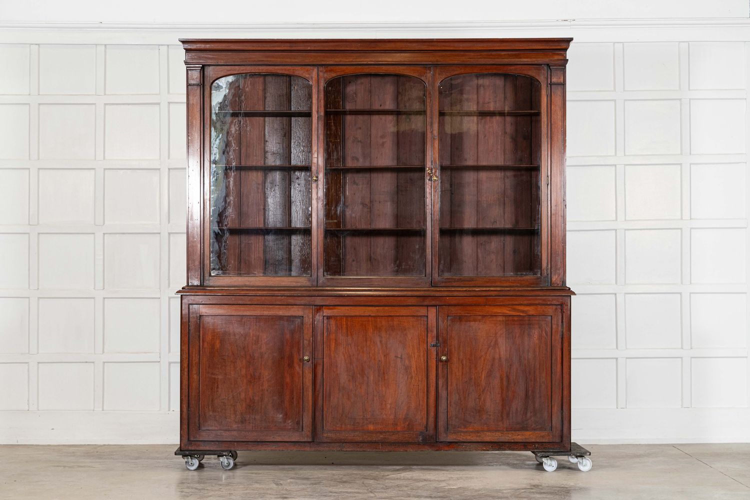 Large English 19thC Mahogany Glazed Bookcase