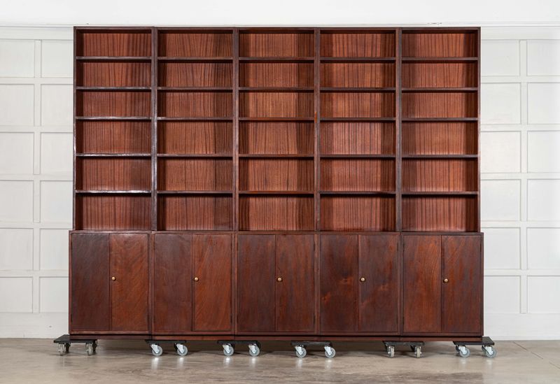 Monumental Mid Century Modern Mahogany Sectional Bookcase