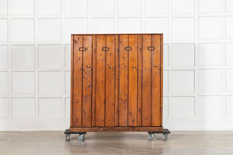 19thC English Pine Locker Cabinet