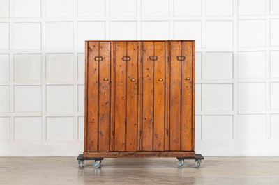 19thC English Pine Locker Cabinet