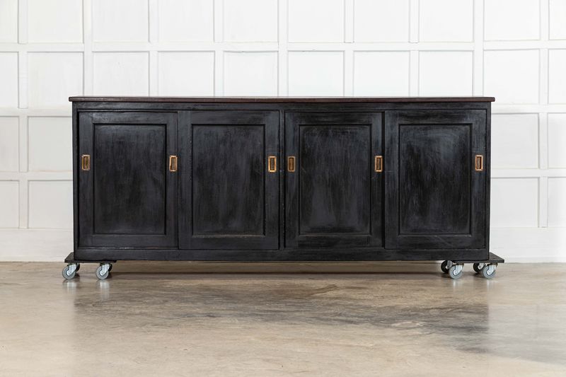 Large 19thC English Ebonised Mahogany Shop Counter / Dresser Base Large 19thC English Ebonised Mahogany Shop Counter / Dresser Base