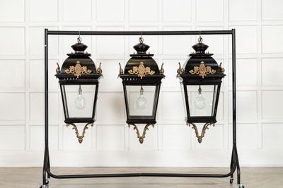 Large French 19thC Style Bronze & Iron Lanterns