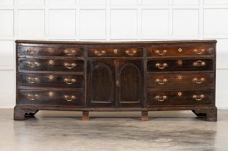 Large English George III Provincial Oak Dresser Base Large English George III Provincial Oak Dresser Base