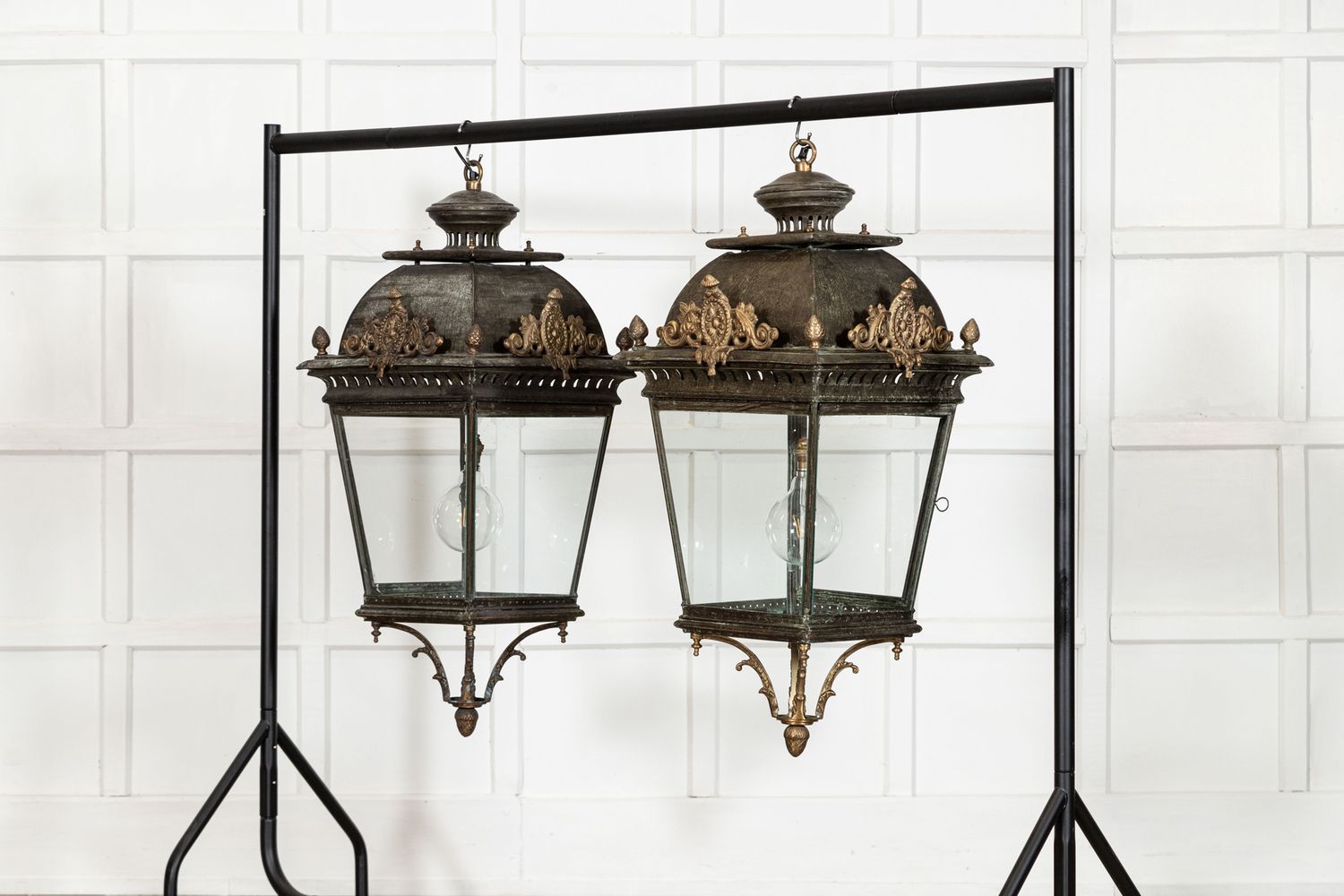 Large French 19thC Style Bronze & Iron Lantern