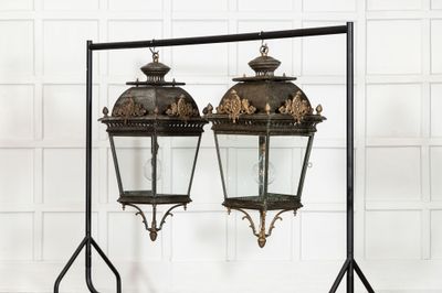 Large French 19thC Style Bronze & Iron Lantern