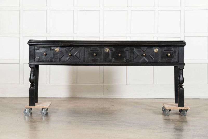 English 19thC Ebonised Oak Console Table English 19thC Ebonised Oak Console Table