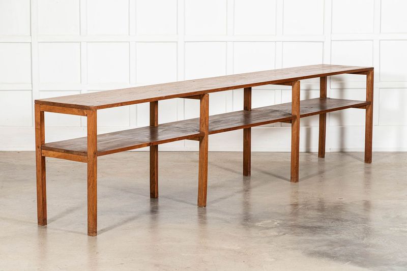 Pair Monumental French Monastery Pine Server Tables Pair Monumental French Monastery Pine Server Tables