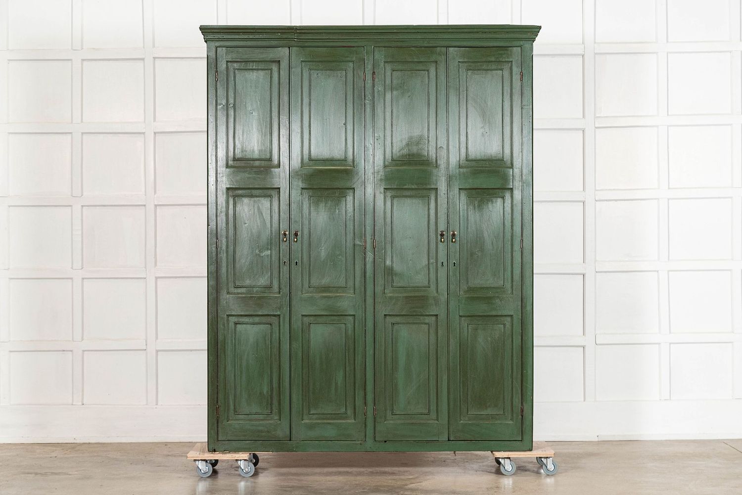 Large English 19thC Pine Painted Housekeepers Cupboard