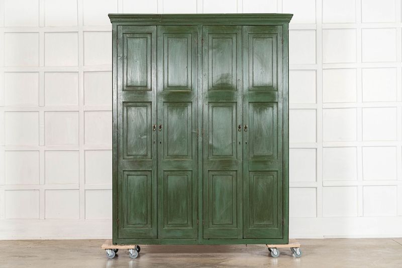 Large English 19thC Pine Painted Housekeepers Cupboard Large English 19thC Pine Painted Housekeepers Cupboard