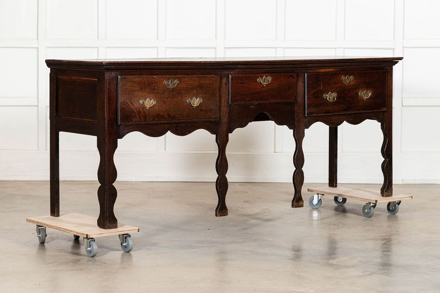 Large 19thC English Georgian Oak Dresser Base